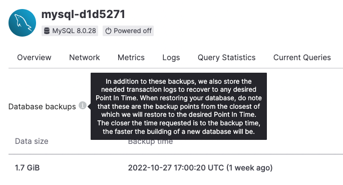 Backup Help Information