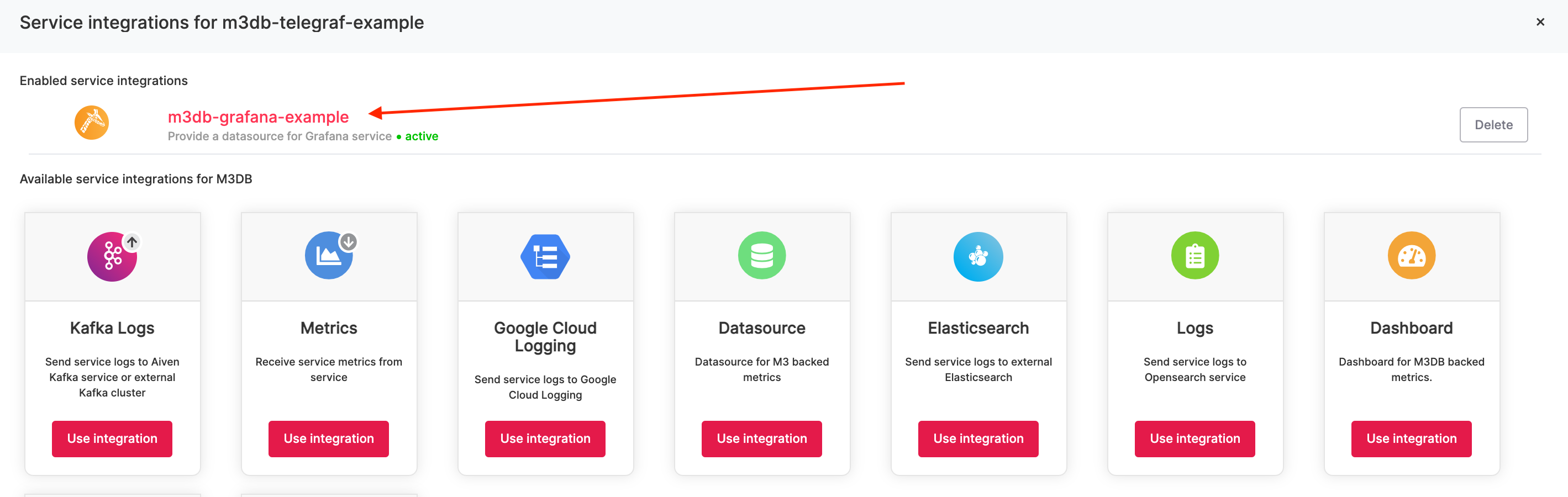 M3 navigate to new Grafana Integration