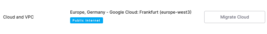 Migrate Cloud button on Aiven web console