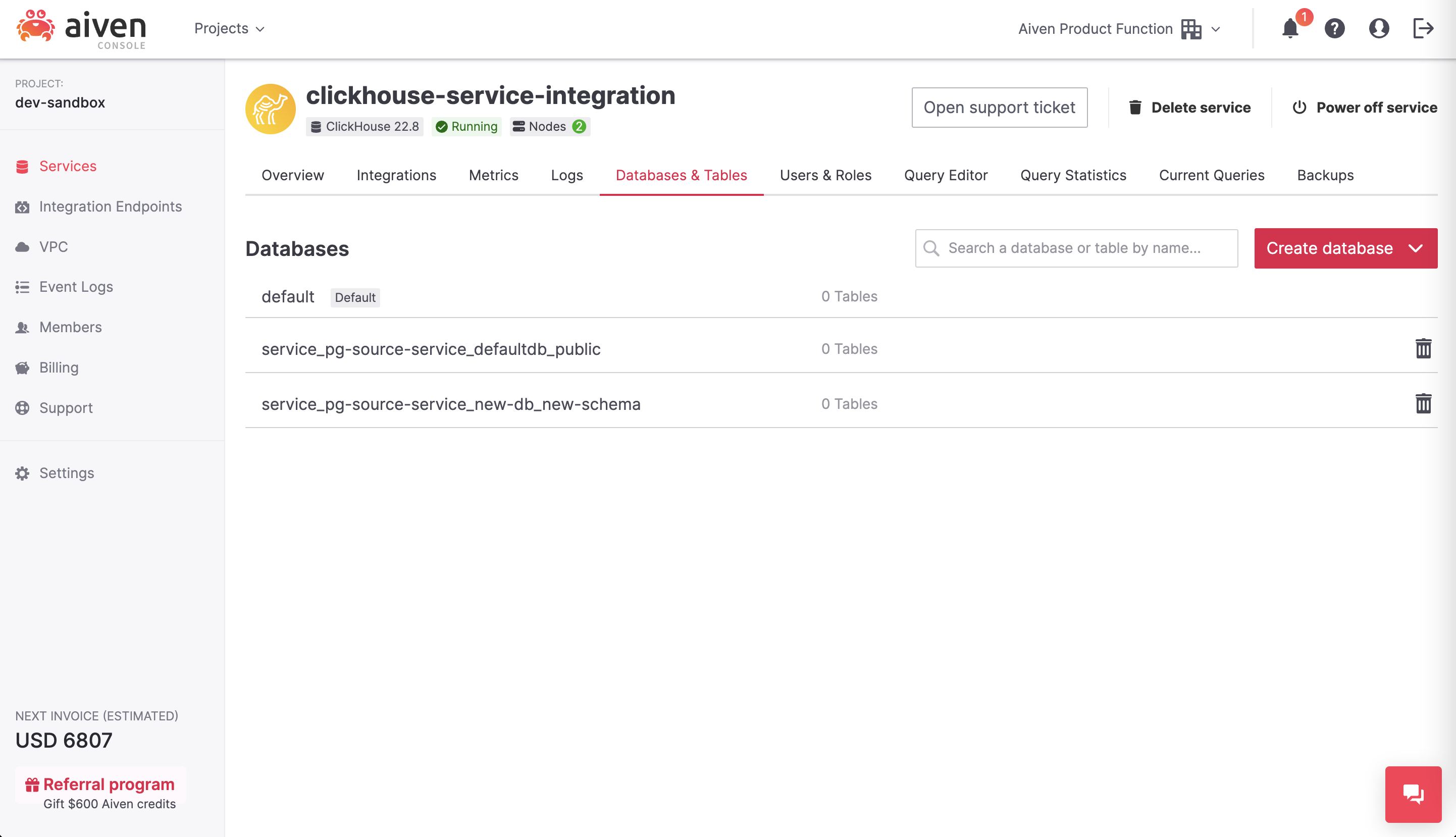 Preview integration databases